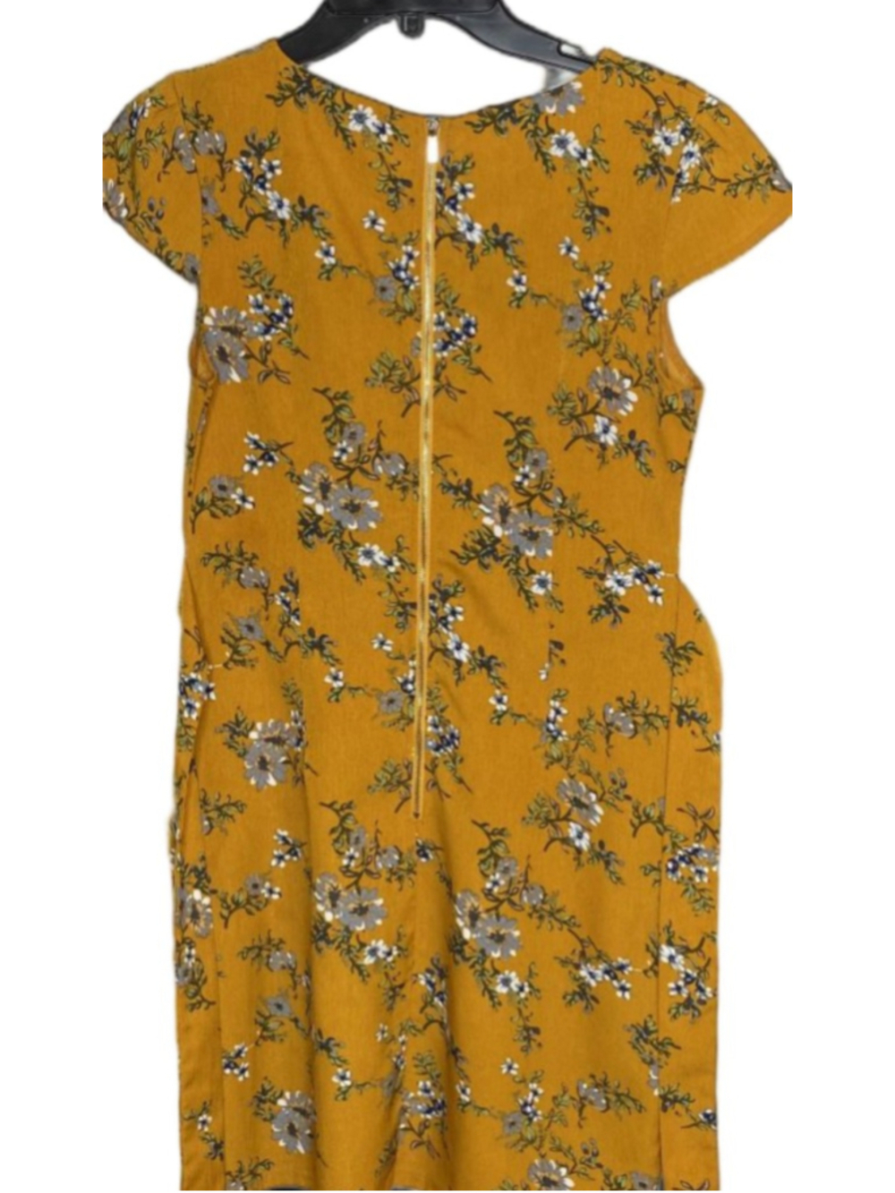 QED London Floral Dress Women UK 10/ US Sm Mustard Fit Flare Pockets Cottagecore - Picture 2 of 8